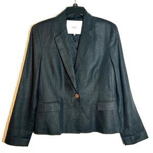 Vanilia Collection Womens 100% Linen Black Blazer Lined Corporate Sz IT 42 US 6